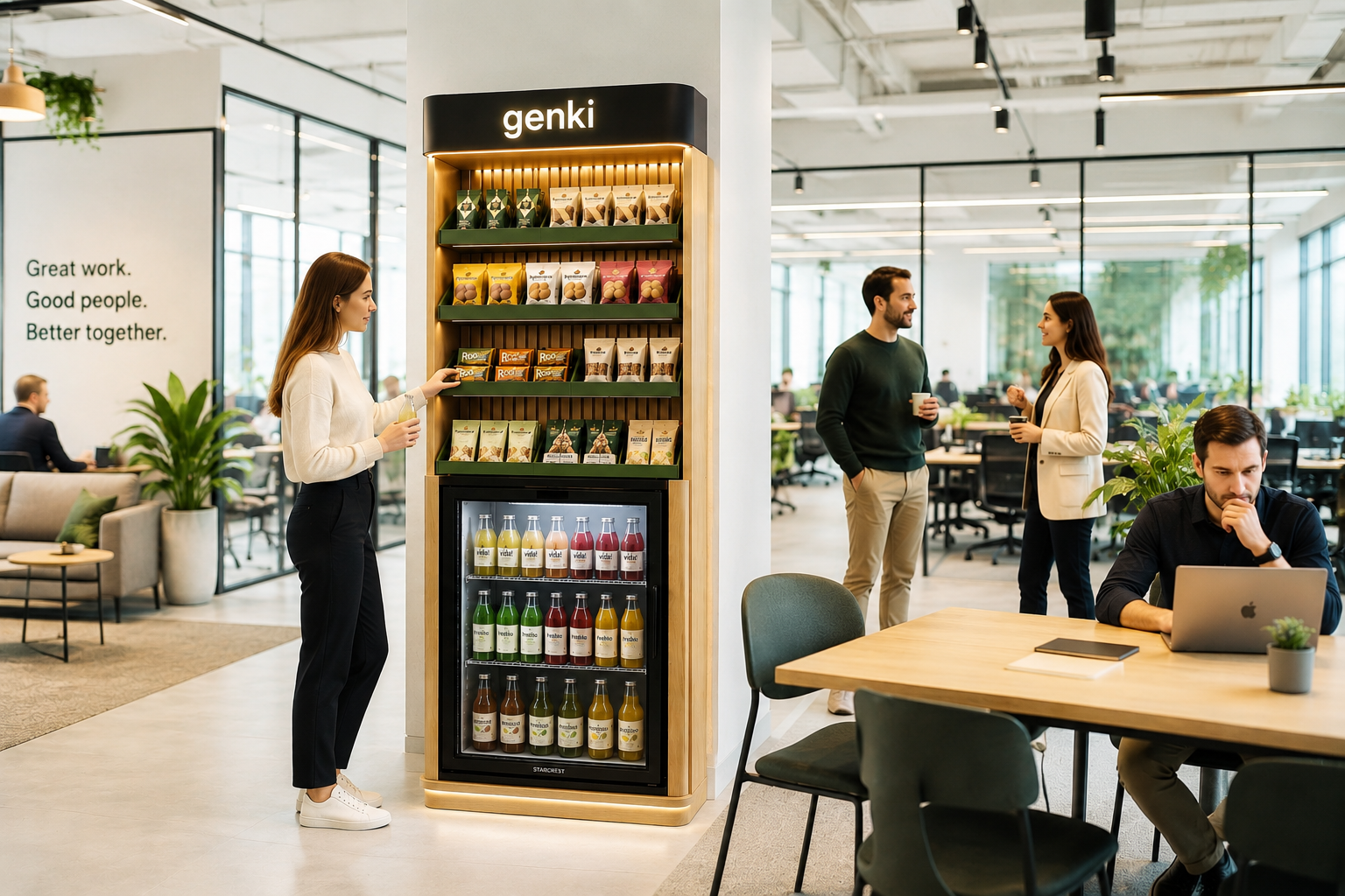 Genki Tower station с напитки в модерен офис